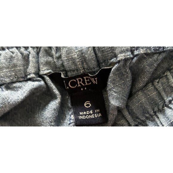 J.Crew Chambray Pants Elastic Waist Drawstring Summer Joggers Size 6 Blue - Picture 6 of 7